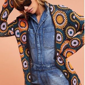 Anthropologie crocheted medallion cardigan by Moth